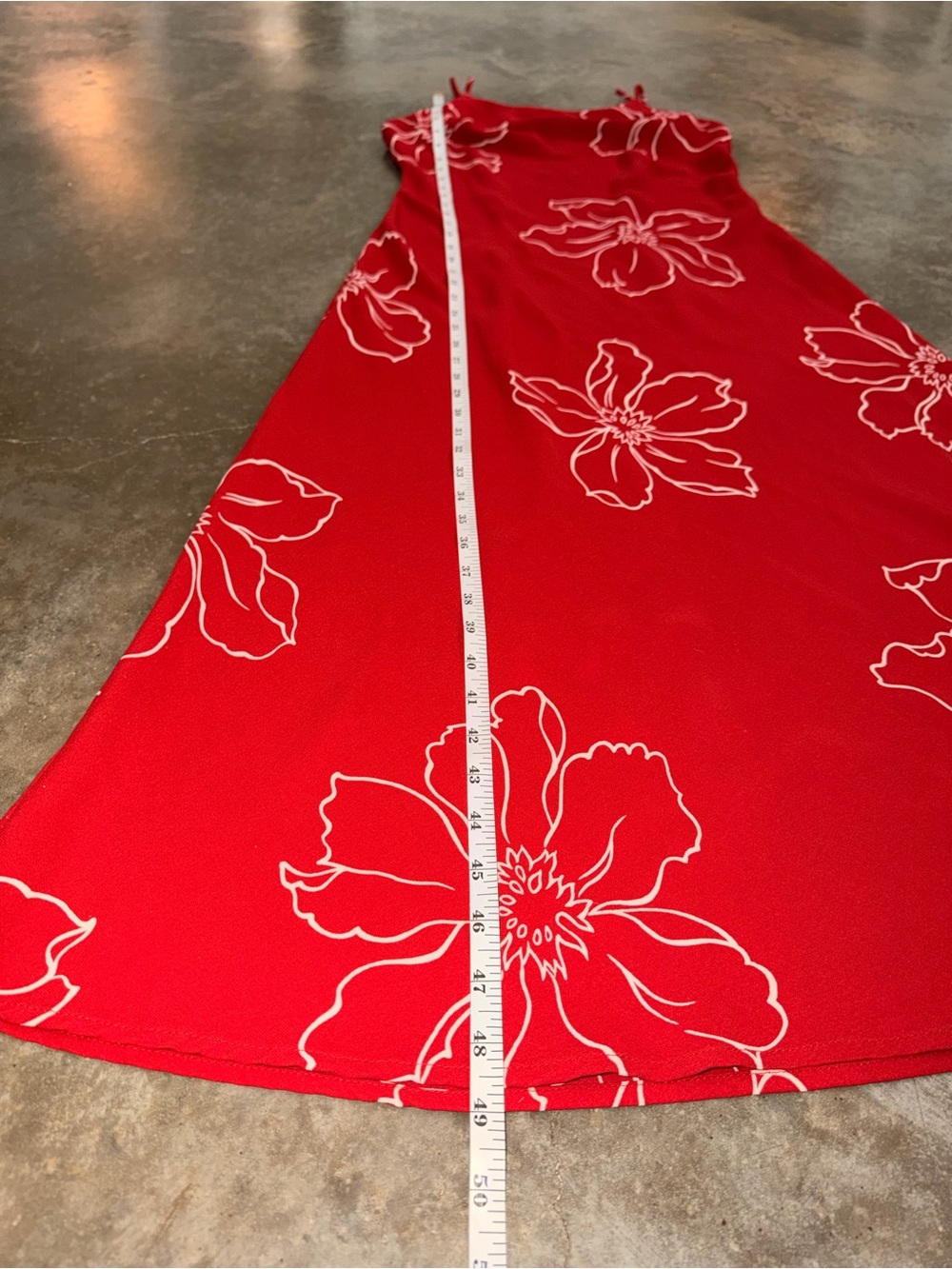 Vintage Red Floral Slip Dress Spaghetti Strap Midi Dress Size 6 - Picture 6 of 12